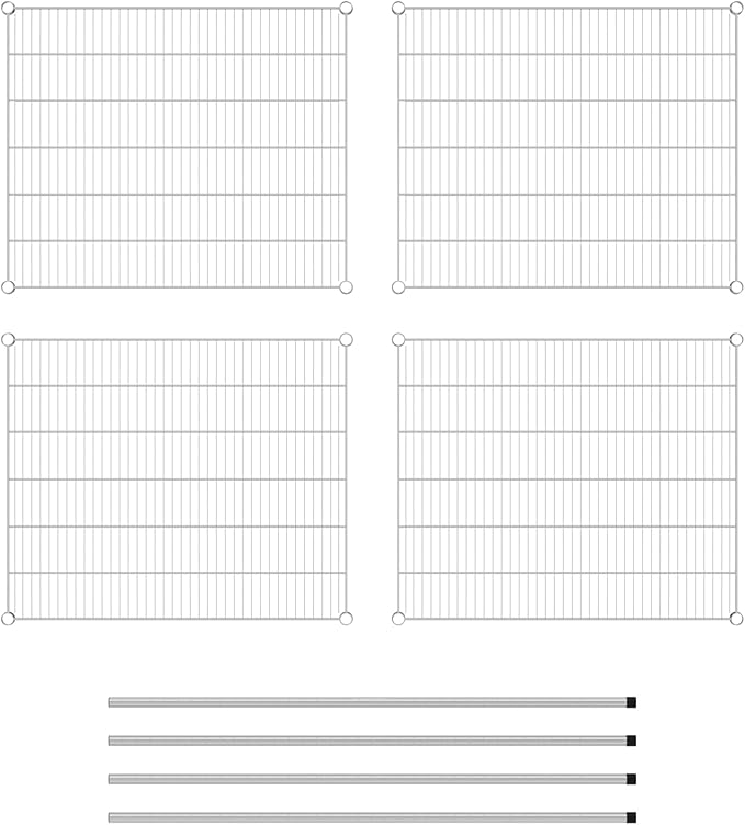 Commercial NSF Listed Chrome Stationary Wire Shelving Kit 30" x 36" x 54", with 4 Shelves Perfect for Warehouse, Walk-in Refrigerator, Freezer, Grocery Store, Restaurant, Dishroom
