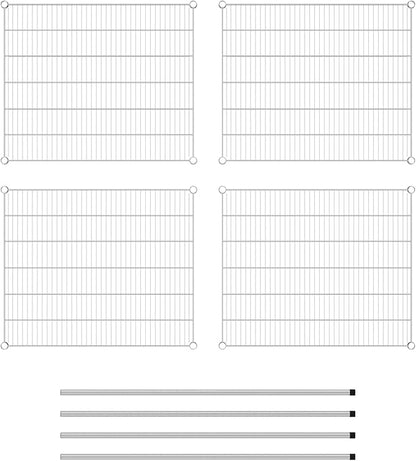 Commercial NSF Listed Chrome Stationary Wire Shelving Kit 30" x 36" x 54", with 4 Shelves Perfect for Warehouse, Walk-in Refrigerator, Freezer, Grocery Store, Restaurant, Dishroom