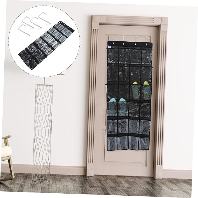 OUNONA Hanging Shoe Storage Bag Over Door Organizer Multipurpose Transparent Mesh Pocket for Dorm Home Office Item Storage