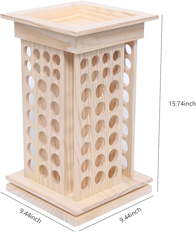 Wooden Essential Oil Display Rack 104-Hole, 8 Tiers Rotating Pine Organizer for Home, Beauty Salon, Perfume Store, Hold 5ml & 15ml Bottles, Space-Saving Countertop Holder, Easy Access, 9.44*15.74in