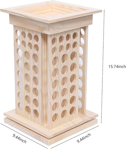 Wooden Essential Oil Display Rack 104-Hole, 8 Tiers Rotating Pine Organizer for Home, Beauty Salon, Perfume Store, Hold 5ml & 15ml Bottles, Space-Saving Countertop Holder, Easy Access, 9.44*15.74in