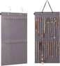 Hanging Jewelry Organizer Storage with 24 Hooks Wall Mounted Jewelry Display Hanging on Door Closet Necklace Holder for Bracelet Ring Chain-Patent Design(Gray)
