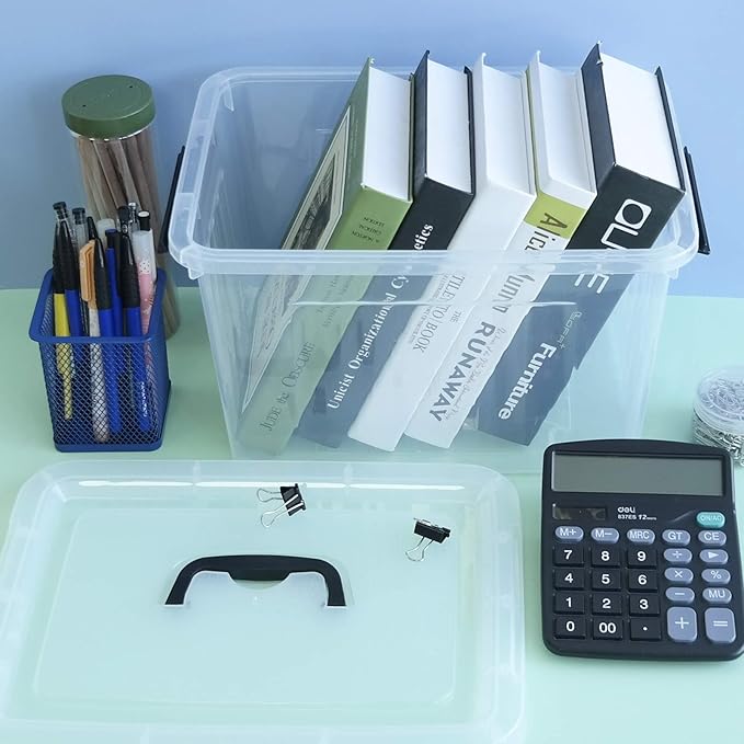 1-Pack Plastic Storage Box, Clear Latch Box with Handle and Lid, 10 L