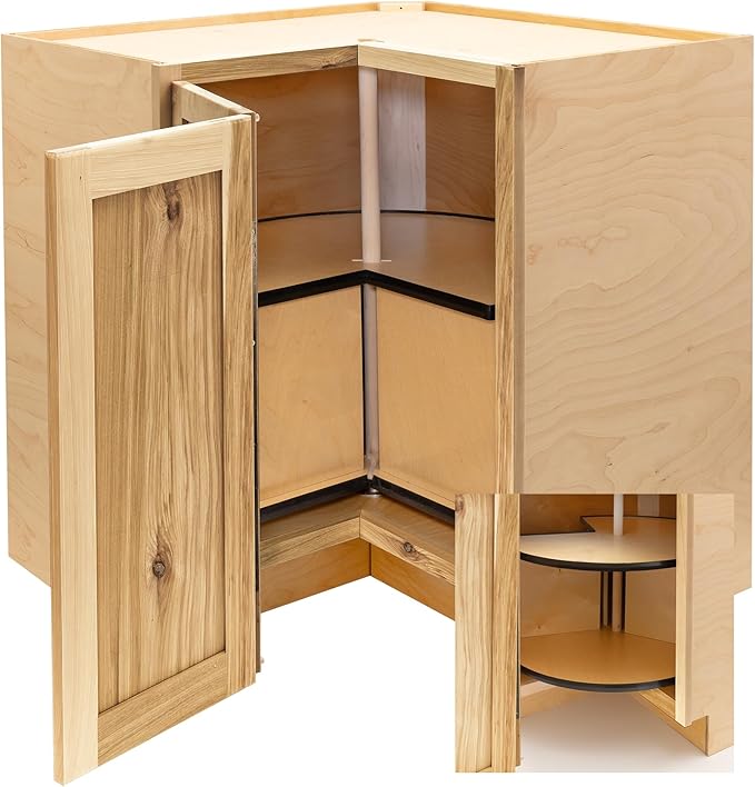Quicklock RTA (Ready-to-Assemble) | Base Kitchen Cabinets - Shaker Style | Made in America (Rustic Hickory, 18" D x 30" W x 34.5" H Lazy Susan)