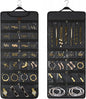 SMRITI Hanging Jewelry Organizer with Dual Zippered Pockets Canvas Double Sided Rotating Hanger Necklace Hanging Wall Organizer Earring Dustproof Holder Wall Mount Accessories Display Bag(Dark Grey)