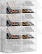 Patented Shoe Racks Organizers Shelves, Floor-Standing, Wall Hanging, Sturdy and extendable. Easy DIY Assembly, for Door Entrance, Closet, and Workplace (2x8Grid, Translucent)