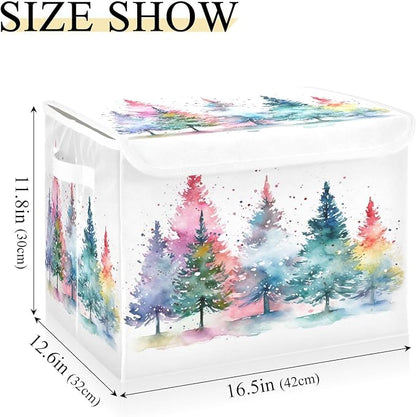 senya Christmas Baskets Collapsible Storage Bins with Lids, Colorful Christmas Tree Storage Boxes Clothes Baskets for Organizing