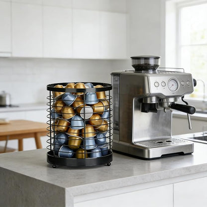 Coffee Pod Holder, Large Capacity K Cup Holder for Kitchen Countertop, Black Modern Basket Coffee Bar Station Espresso Pods Capsules Organizer