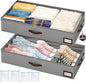 OIAHOMY 2 Pack Under Bed Storage with 4 Compression Bags, Underbed Organizers for Bedroom & Closet, Fits Beds Higher than 5.9", Space-Saving for Seasonal Clothes, Blankets & Shoes - Grey