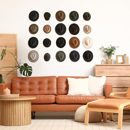 3.0 Inch Wall Hat Hooks (8 Pack) – Strong Adhesive Cowboy Hat Rack with Anti-Slip Teeth, Multi-Purpose Hook for Keys & Accessories, Minimalist Hat Organizer, Western Room Décor – Black