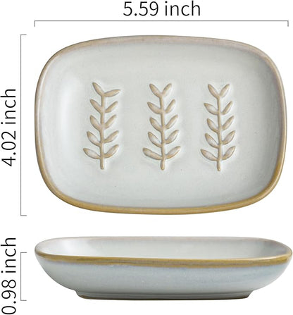 Miamolo Soap Dish Bar Cleaner Dish for Shower, Ceramic Soap Dishes for Large Soap Bar Shampoo or Sponge, Shower Soap Dish Soap Saver Tray for Bathroom Kitchen Sink, Easy to Clean