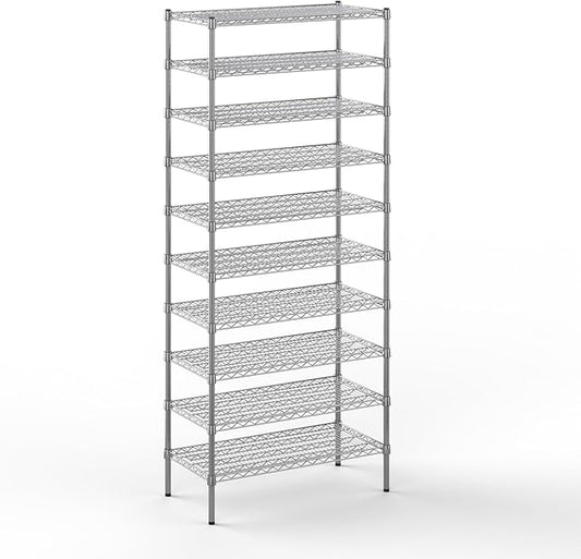 18" Deep x 36" Wide x 86" Height Wire Shelving Kit | 10-Tier | NSF Commercial Storage Rack Unit