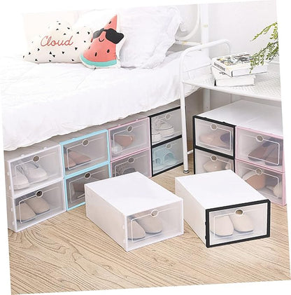 6pcs Stackable Thickened Plastic Shoe Boxes Organizing Storage Case for Shoes Storage Box for Men Women