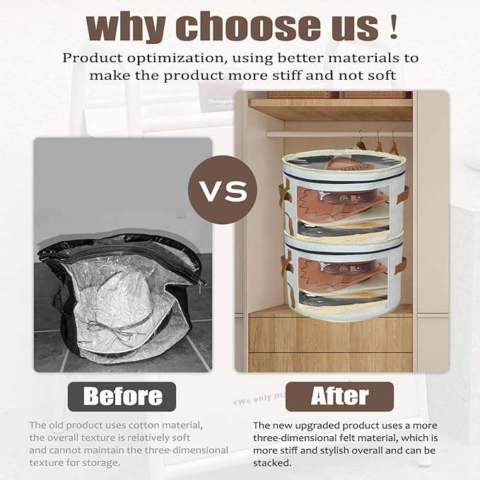 STARGAZ Oversized Clear Hat Storage Bag, Hat boxes for women storage, Cowboy hat storage, Hat accessories, hat organizer for closet, hat travel case with Handle, Holds Up to 10 Hats (White 1 Pack)