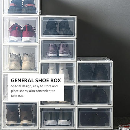 Luxshiny Sneaker Shoes Box with Clamshell Lid Large Stackable Shoe Storage Container for Men and Women for Closet and Home