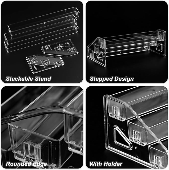 SUTOKAKA Nail Polish Display Organizer Clear Acrylic Eyeglasses Holder Essential Oil Storage Rack Makeup Stand Tray (3 Layer)