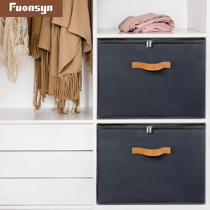 Shoe Organizer for Closet, 2 Pack Shoe Storage Bins with Clear Cover, Foldable and Adjustable Dividers, Fits 16-32 Pairs, Black