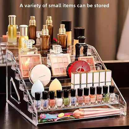Nail Polish Rack, 7 Layers Clear Plastic Nail Polish Storage Organizer Display, Freestanding Makeup Caddy for Sunglasses, Cosmetics (7 Layers)