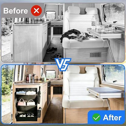 3 Layers RV Shoe Storage Caddy with Sticky Adhesive Tape Hanging Shoe Storage over the Door Shoe Rack for Closet