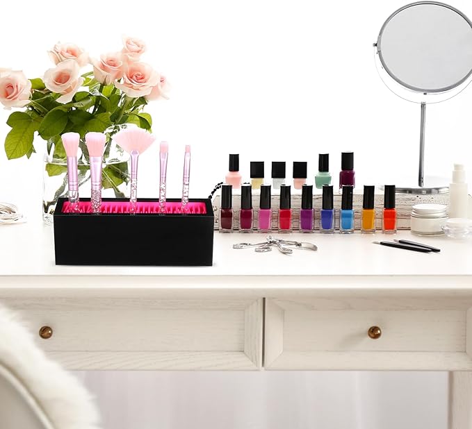 4 Pcs Makeup Brushes Holder Organizer, Silicone Vanity Air Drying Rack Display Storage for Brush, Eyeliners and More, Practical Cosmetic Tools Container