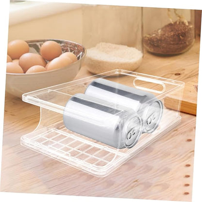 Stackable Beverage Can Organizer with Rolling Dispenser Practical Drink Storage for Fridge Countertop Pantry Easy for Soda Beer Cans
