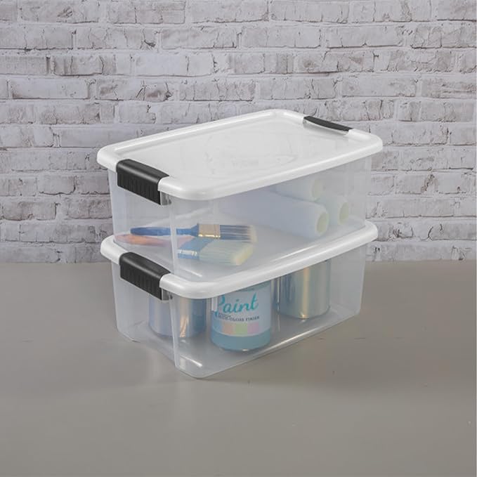 Sterilite 6-Pack Ultra Latching Box, Storage Bins with Lids, Clear Plastic, 18 Qt – Large Heavy-Duty Organizing Bin Containers for Home, Closet, Kitchen, Pantry, Bathroom, and Office