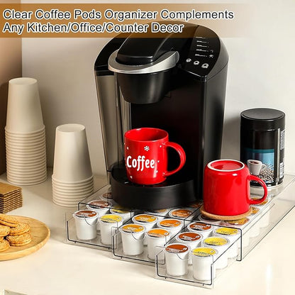 Clear Acrylic Coffee Pod Holder Organizer for K CUP, 36 Pods Storage for Kpods on Counter, Under Coffee Maker Countertop Drawer Organizer for KCUP, for Keurig Pod - Sturdy & Food Grade