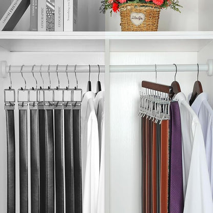 TOPIA HANGER 40 Hooks Belt Tie Hanger Space Saving for Closet, 2 in 1 Belt Ties Racks Max 60 Belts with 60 Ties Capacity, Curved with Flat Hooks for Belts,Ties,Bras,Closet Organizers and Storage CT70A