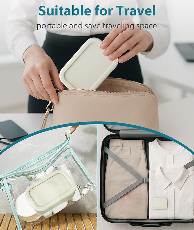 Quatish Solid Shampoo Bar Holder, Large Leakproof Travel Soap Case, Silicone Soap Box with Draining Layer, Enhanced Soap Container, Suitable for Camping, Gym, Bathroom, Outdoor Essentials, Off White