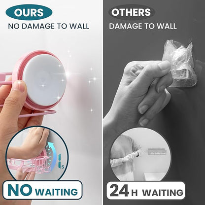TAILI Soap Bar Holder Dish with Hooks, Shower Soap Tray Saver Suction Cup with Razor Holder for Wall, Rustproof Stainless Steel Bath Shampoo Caddy for Bathroom Accessories Organizer,Pink