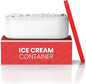 BALCI - Ice Cream Container - 2 Quart - Perfect Reusable Freezer Storage for Homemade Ice Cream Tubs for Sorbet, Frozen Yogurt and Gelato! - Flexible Silicone Lids, Long Scoop, Stackable - Red
