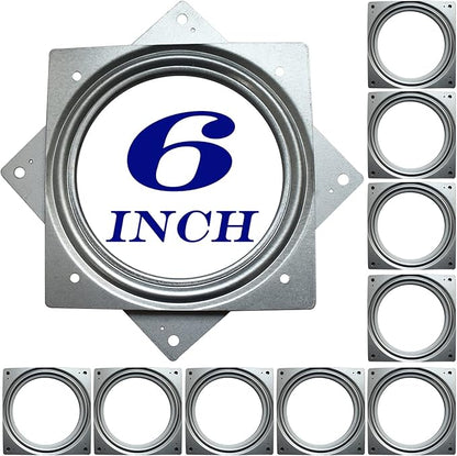 6Inch Lazy Susan Hardware, 10 Pack Square Rotating Bearing Plate, 500lbs Capacity Lazy Susan Turntable Bearing for for Serving Trays, Kitchen Storage Racks, Craft Table, Zinc Plated Steel Swivel Plate