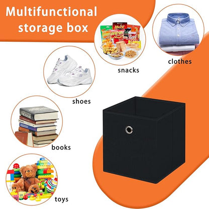 Foldable Storage Cubes Bins ,11 Inch Cloth Storage Cube Fabric Storage Box Cubes Organizer Baskets with Handles for Home Organizer Set of 8 (Black)