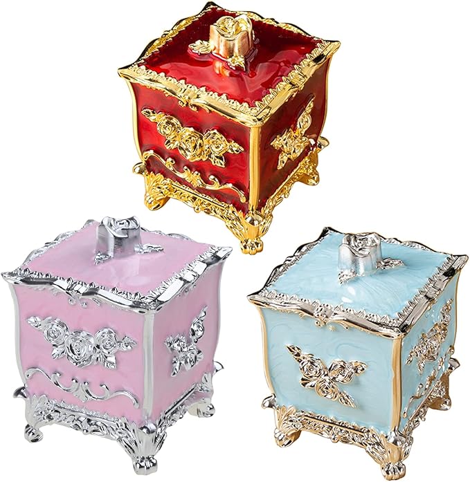 Cotton Canister Dispenser Box Cotton Swab Storage Box With Lid Makeup Table Cosmetics Containers, silver