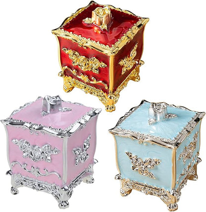 Cotton Canister Dispenser Box Cotton Swab Storage Box With Lid Makeup Table Cosmetics Containers, silver