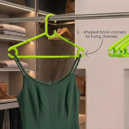 Sturdy Polypropylene Hanger, Pack of 12,Green l Cloth Hanger l Dress Hangers l Hanger for Clothes Hanging