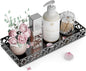 EKNITEY Vanity Tray for Bathroom Counter - Small Rectangle Decorative Tray 11 Inch Black Batroom Countertop Tray Organizer for Perfume Makeup Cosmetic Jewelry
