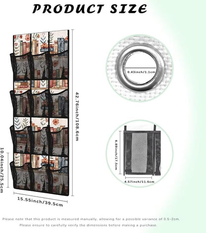 Book 1 Packs Narrow Over the Door/Wall Shoe Organizer,Nursery Organization,Over The Door Organizer,Hanging Shoe Rack for Closet with Mesh Pocket,Classroom Pocket Chart for Cell Phone