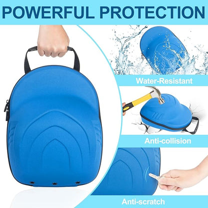 Glamgen Hard Hat Travel Case, Cap Storage for Baseball Caps with Adjustable Shoulder Strap and Carrying Handle, Hat Carrier Organizer Holder Bag up to 6 Hats for Women and Men Travel Home - Blue