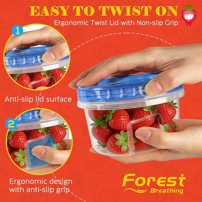 12 Pack 17oz Reusable Freezer Storage Containers with Twist Top Lids Airtight, Leakproof Plastic Food Storage Containers for Meal Prep Leftover Fruit Salad, Small Soup Container Microwave Freezer Safe