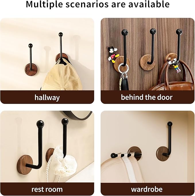 hat racks (2pcs) Wall-mounted hat rack, multi-functional wall hook, self-adhesive wall-mounted hat storage organizer for wardrobe