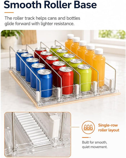 Self-Weight Sliding Shelf Beverage Organizer,Front-Facing Fridge Can Dispenser,Adjustable Rolling Tray for Retail Display(75x360 mm)
