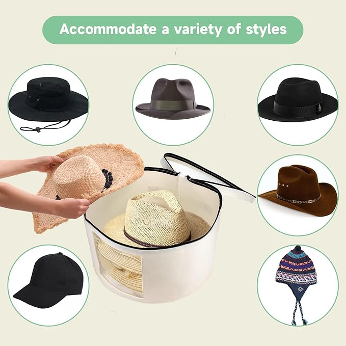 Hat Storage Box,Hat Boxes for Women Storage,Cowboy Hats Holder for Travel,Wide Brims Hat Carrier Case,Stuffed Animal Toy Organizer,Hat Box Closet Organizers and Storage,Hat Boxes for Men