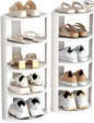 NestOrganix 10 Tiers Free Standing Shoe Racks, Sturdy Narrow Shoe Shelf, Tall Shoe Rack for Closet, Entrance, Living Room, White