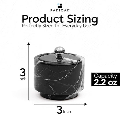Radicaln Marble Salt Cellar with Lid 3" Black Handmade Salt Box & Spice Jar for Kitchen Counter, Ideal Salt Holder, Sugar Bowl & Salt Dish, Salt Container For Housewarming Gift & Kitchen Decor