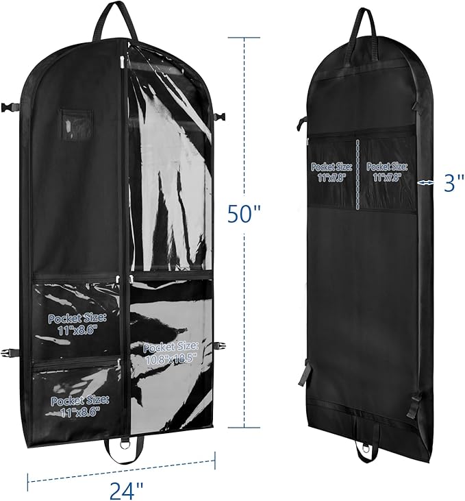 Zilink Clear Garment Bag for Teen Girls & Boys Dance Bags for Dancers Dance Costume Garment Bag for Teenagers with Zip Pockets for Competition Theatre Cheer Horse Shows