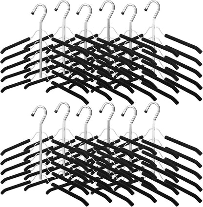 Ripeng Space Saving Clothes Hanger 12 Packs 5 in 1 Multi Layer Anti Slip Metal Heavy Duty Stainless Steel Sweater Shirt Clothes Hangers Closet Storage Organizer (Black, Style 1)