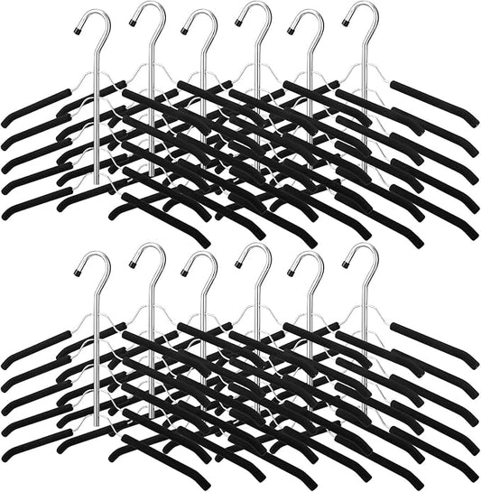 Ripeng Space Saving Clothes Hanger 12 Packs 5 in 1 Multi Layer Anti Slip Metal Heavy Duty Stainless Steel Sweater Shirt Clothes Hangers Closet Storage Organizer (Black, Style 1)