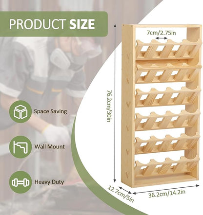 6 Tier 24 Can Spray Paint or Lube Can Wall Mount Storage Holder Rack Lube Holder Organization Storage Rack Wood Shelf Case Organizer, 14.2" L x 5" W x 30" H