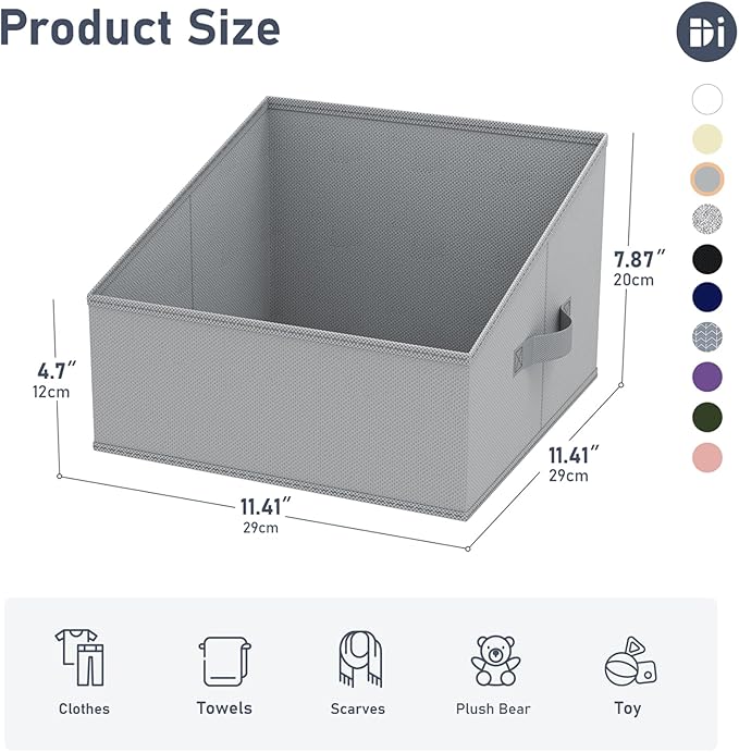 DIMJ Closet Storage Bins 10 Pack - Fabric Storage Baskets for Shelves, Collapsible Clothes Organizer with Handles, Trapezoid Shelf Organization Storage Cubes for Purse, Toys, Books, Towel, Clothes